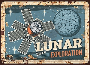 Lunar exploration program rusty metal plate - vector image