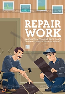 House repair and flooring install workers - vector clip art