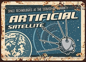 Artificial satellite rusty plate ai sputnik - vector clipart