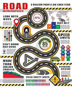 Road transport infographics info template - vector clipart