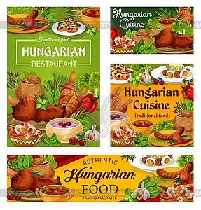 Hungary cuisine Hungarian food dishes - vector clipart