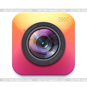 Photo or video camera icon, emblem - vector clipart