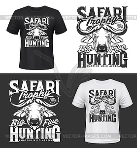 Tshirt print with buffalo head mockup hunting club - vector clipart