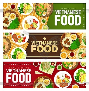 Vietnamese food restaurant banners - vector clipart