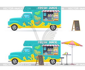 Fresh juice food truck retro van - vector clipart