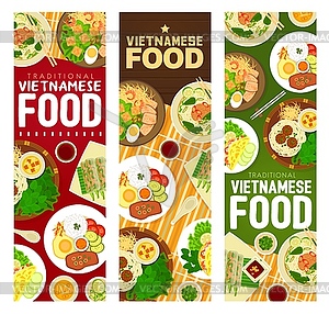 Vietnamese food restaurant meals banners - vector clip art