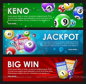 Lottery raffle, keno, bingo, jackpot big win lotto - vector EPS clipart