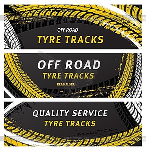 Off road tyre tracks grunge tire prints - vector clipart