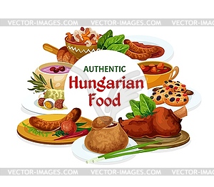 Hungary cuisine dishes, Hungarian food - vector clipart