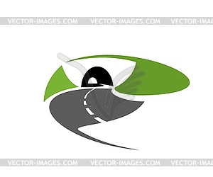 Asphalt Road Or Freeway With Tunnel Icon - color vector clipart