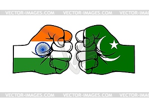 Концепция противостояния стран Индии и Пакистана - векторизованный клипарт