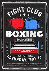 Boxing fighting club tournament retro flyer - vector image