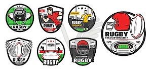 Rugby sport icons. American football signs - vector clipart
