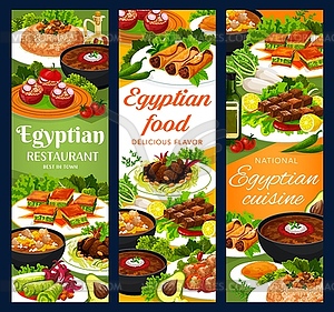 Egyptian cuisine restaurant meals banners - vector clip art