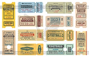 Билеты на футбол, чемпионат по футболу в стиле ретро - векторный эскиз
