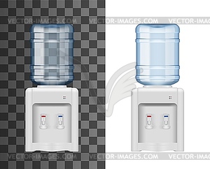 Bottled water dispenser or cooler realistic mockup - vector image