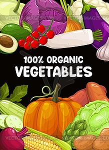 Organic vegetables farm harvest sketch - vector clip art