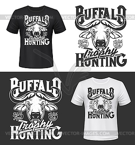 Buffalo trophy hunting t-shirt print mockup - vector clipart