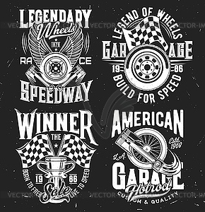 Car rally tshirt prints, motorsport set - vector clipart / vector image
