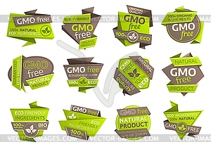 GMO free origami paper icons of organic food - vector clipart / vector image