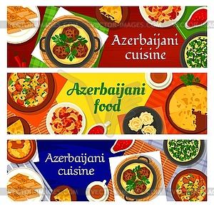 Azerbaijani food meals cartoon banners set - vector image