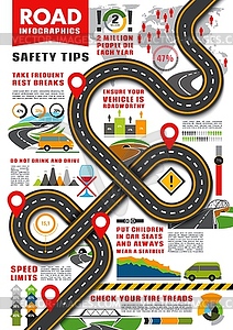 Road transport infographics info template - vector clipart