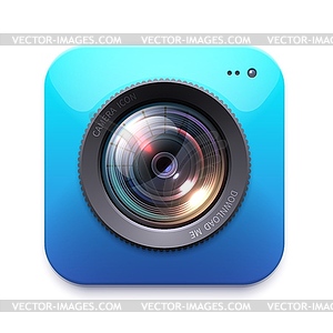 Photo or video camera icon, emblem - vector image