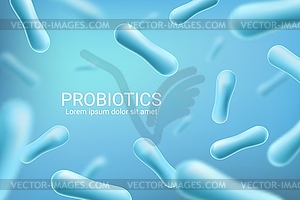 Probiotic bacteria, lactobacillus 3d background - vector clipart