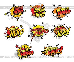 Super hero comics half tone bubbles icons - vector image