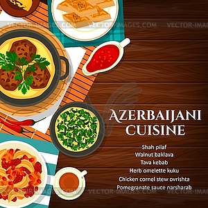 Azerbaijani cuisine meals cartoon poster - vector clipart