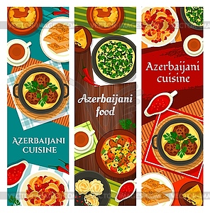 Azerbaijani food meals cartoon banners - vector clip art