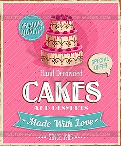 Cakes and desserts, hand decorated sweets - color vector clipart