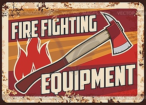 Fire fighting equipment rusty metal plate - vector image