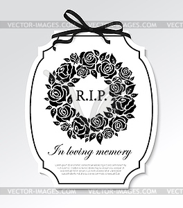 Funeral frame with black flowers round wreath - vector clipart