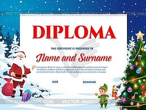 Kids diploma template for christmas celebration - vector clipart