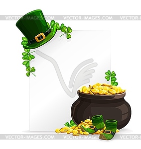 St. Patricks Day banner with leprechaun gold - vector EPS clipart