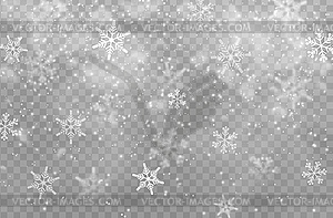 Snow transparent background, Christmas snowflakes - vector image