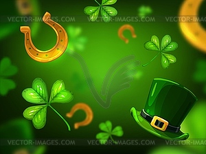 St Patrick Day Irish holiday clovers background - vector clipart