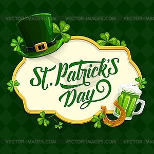 Happy st patricks leprechaun hat cartoon clipart Vector Image