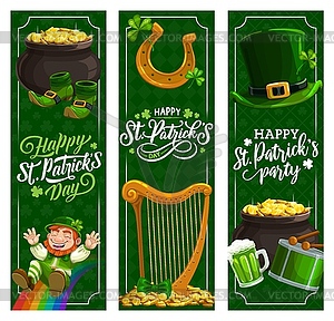 St. Patricks Day banners or Irish religion holiday - stock vector clipart