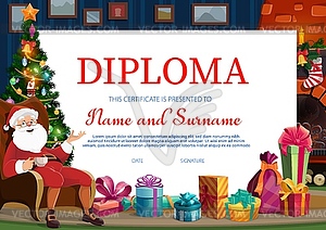 Christmas holiday kids diploma template - vector clip art