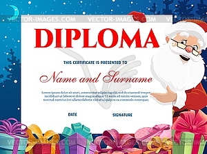 Kindergarten christmas diploma, kids certificate - vector image