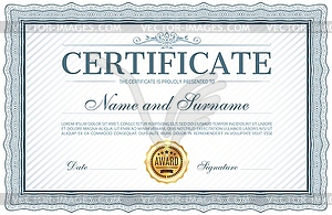 Certificate or diploma template with frame border - vector clip art