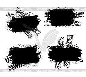 Tire prints black spots, car tyre tracks - vector clipart