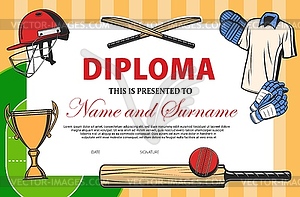 Baseball certificate, sport award diploma template - vector clip art