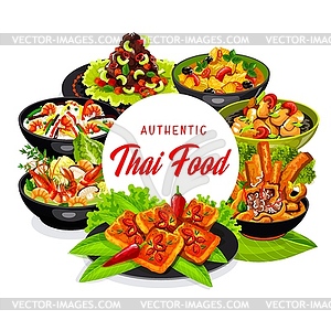 Thai cuisine dishes round frame - vector clipart