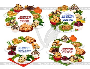 Jewish food round frames israelite cuisine - vector image