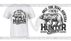 Bear hunt t-shirt print mockup hunting club emblem - vector image