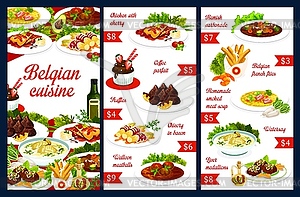 Belgian cuisine food menu dish, Belgium restaurant - vector clipart