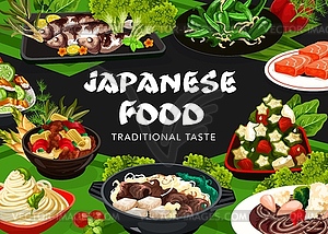 Japanese food asian meals Japan poster - vector image